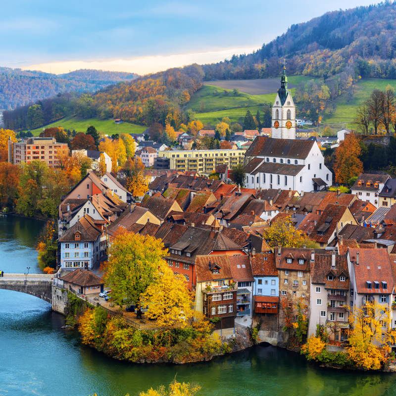 Historical,Laufenburg,Old,Town,On,Rhine,River,,Aargau,Canton,,Switzerland